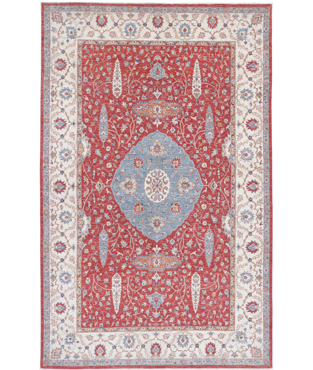 Ziegler 6'7'' X 10'5'' Hand-Knotted Wool Rug 6'7'' x 10'5'' (198 X 313) / Red / Ivory