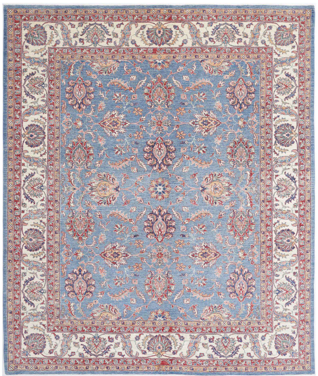 Ziegler 7'11'' X 9'7'' Hand-Knotted Wool Rug 7'11'' x 9'7'' (238 X 288) / Blue / Ivory