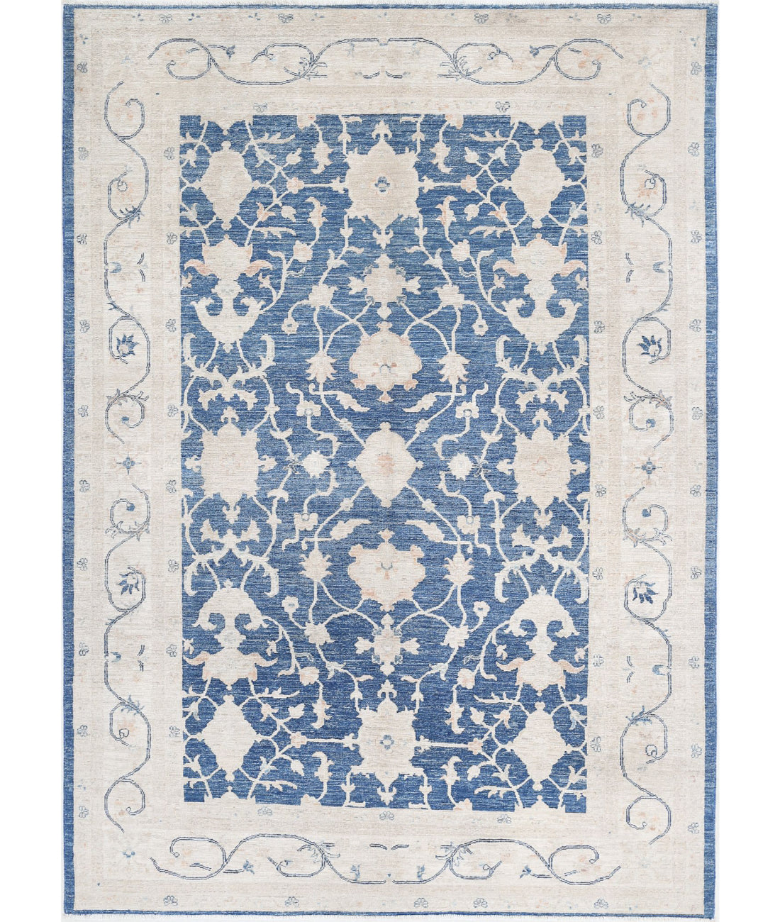 Ziegler 5'5'' X 7'7'' Hand-Knotted Wool Rug 5'5'' x 7'7'' (163 X 228) / Blue / Ivory