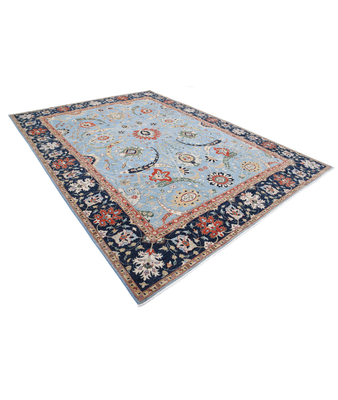 Ziegler 9'0'' X 12'2'' Hand-Knotted Wool Rug 9'0'' x 12'2'' (270 X 365) / Blue / Blue