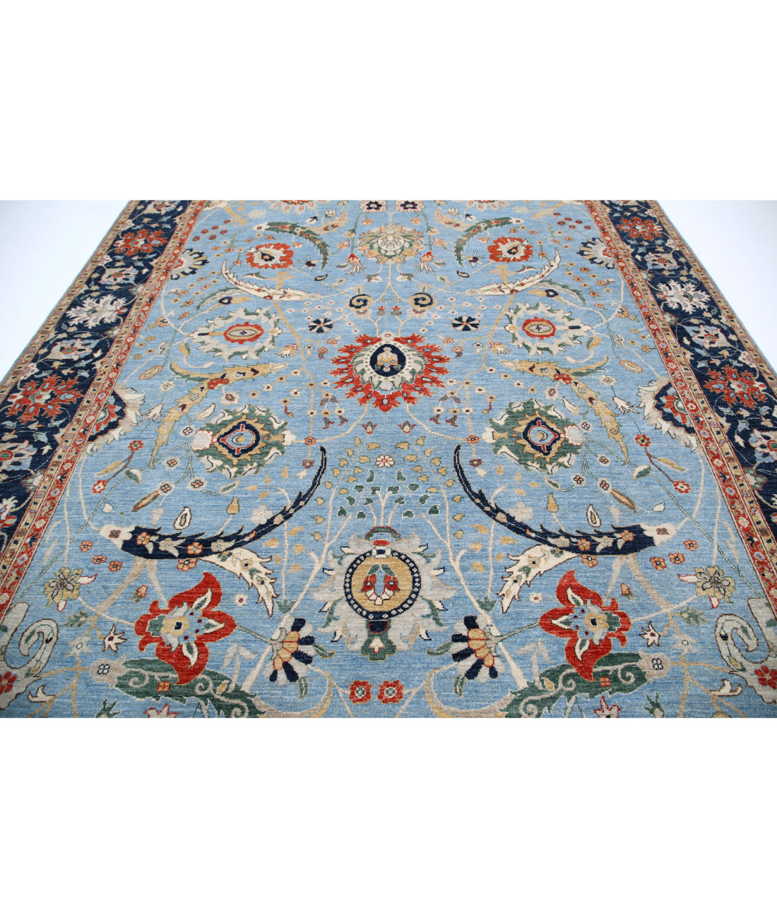 Ziegler 9'0'' X 12'2'' Hand-Knotted Wool Rug 9'0'' x 12'2'' (270 X 365) / Blue / Blue