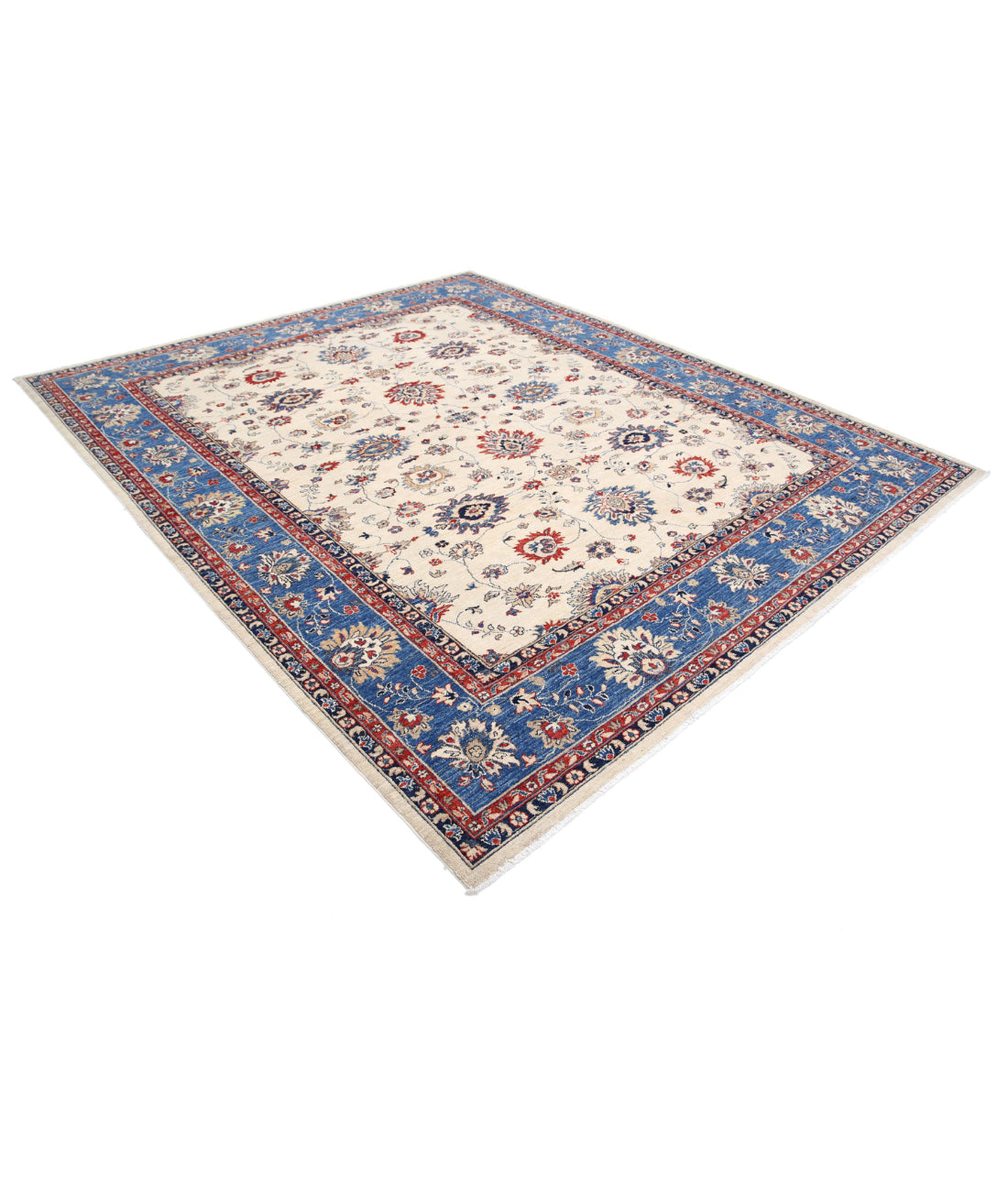 Ziegler 8'1'' X 9'3'' Hand-Knotted Wool Rug 8'1'' x 9'3'' (243 X 278) / Ivory / Blue