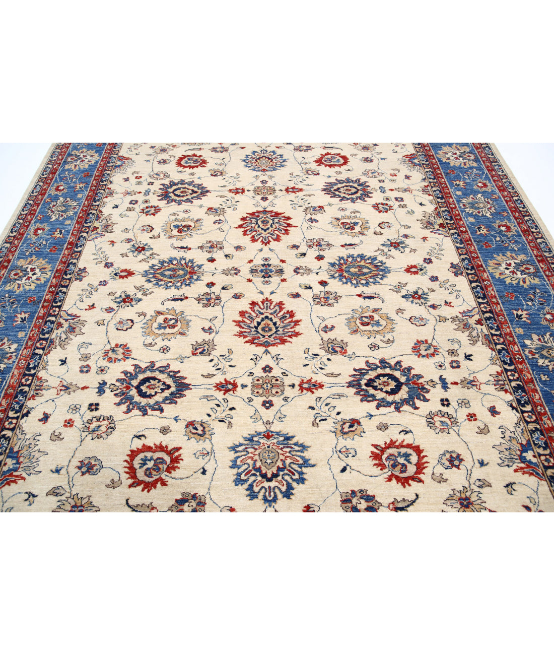 Ziegler 8'1'' X 9'3'' Hand-Knotted Wool Rug 8'1'' x 9'3'' (243 X 278) / Ivory / Blue