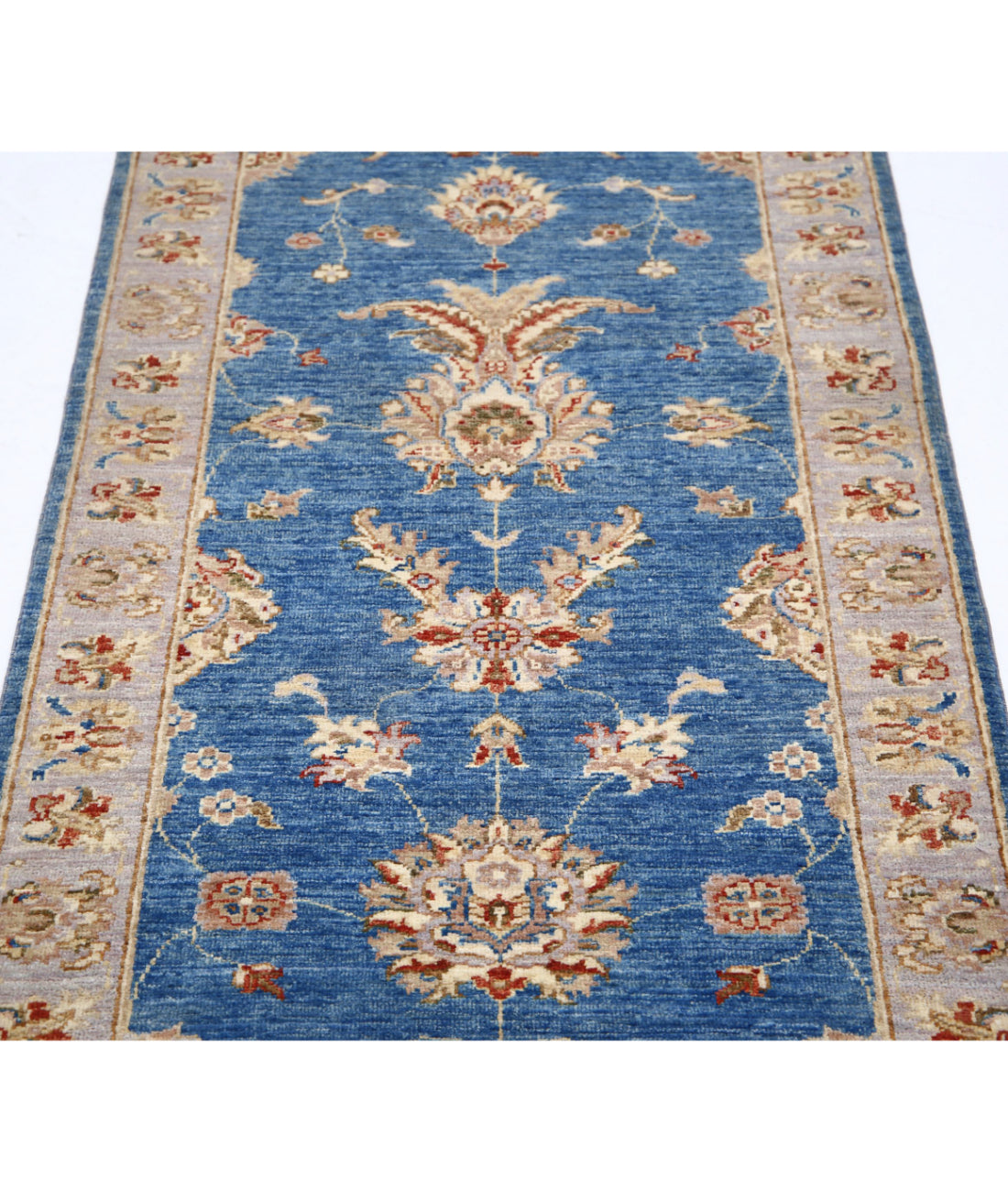 Ziegler 2'6'' X 7'0'' Hand-Knotted Wool Rug 2'6'' x 7'0'' (75 X 210) / Blue / Grey