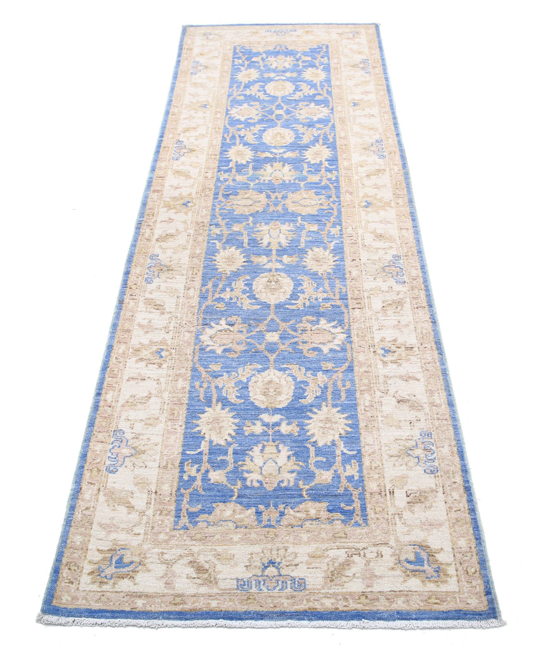 Ziegler 2'7'' X 8'1'' Hand-Knotted Wool Rug 2'7'' x 8'1'' (78 X 243) / Blue / Ivory