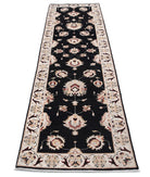 Ziegler 2'6'' X 8'8'' Hand-Knotted Wool Rug 2'6'' x 8'8'' (75 X 260) / Black / Ivory