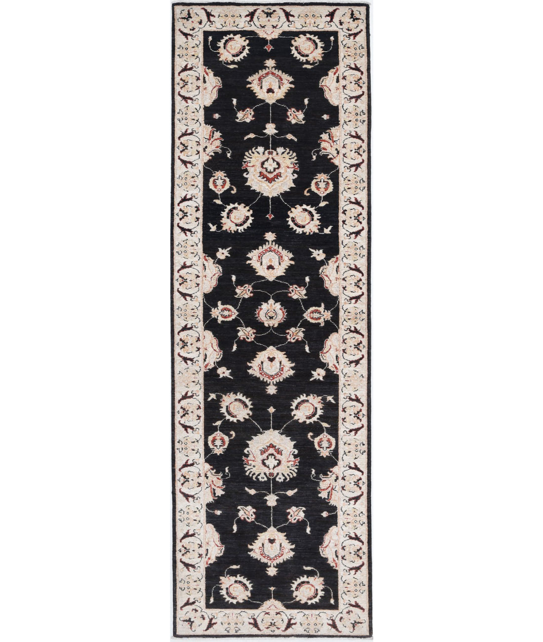 Ziegler 2'6'' X 8'8'' Hand-Knotted Wool Rug 2'6'' x 8'8'' (75 X 260) / Black / Ivory