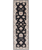 Ziegler 2'6'' X 8'8'' Hand-Knotted Wool Rug 2'6'' x 8'8'' (75 X 260) / Black / Ivory