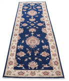 Ziegler 2'8'' X 8'2'' Hand-Knotted Wool Rug 2'8'' x 8'2'' (80 X 245) / Blue / Ivory