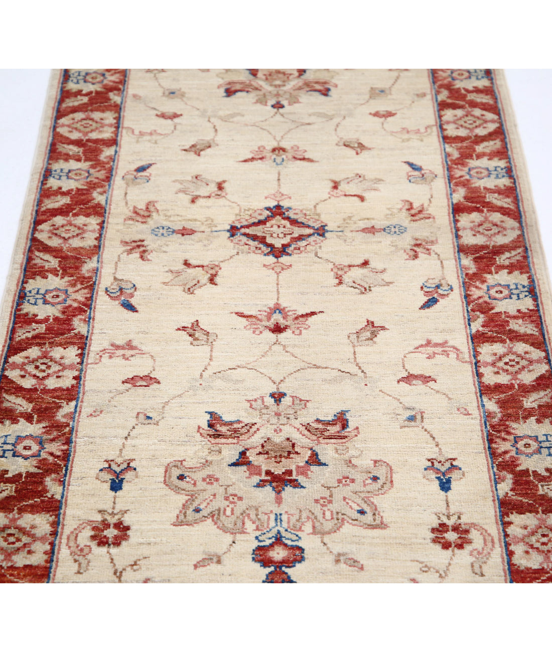 Ziegler 2'5'' X 8'7'' Hand-Knotted Wool Rug 2'5'' x 8'7'' (73 X 258) / Ivory / Red