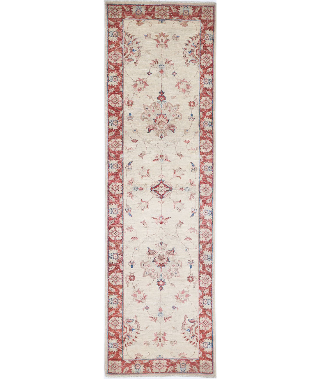 Ziegler 2'5'' X 8'7'' Hand-Knotted Wool Rug 2'5'' x 8'7'' (73 X 258) / Ivory / Red