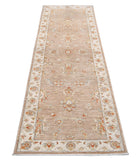 Ziegler 2'6'' X 7'10'' Hand-Knotted Wool Rug 2'6'' x 7'10'' (75 X 235) / Brown / Ivory