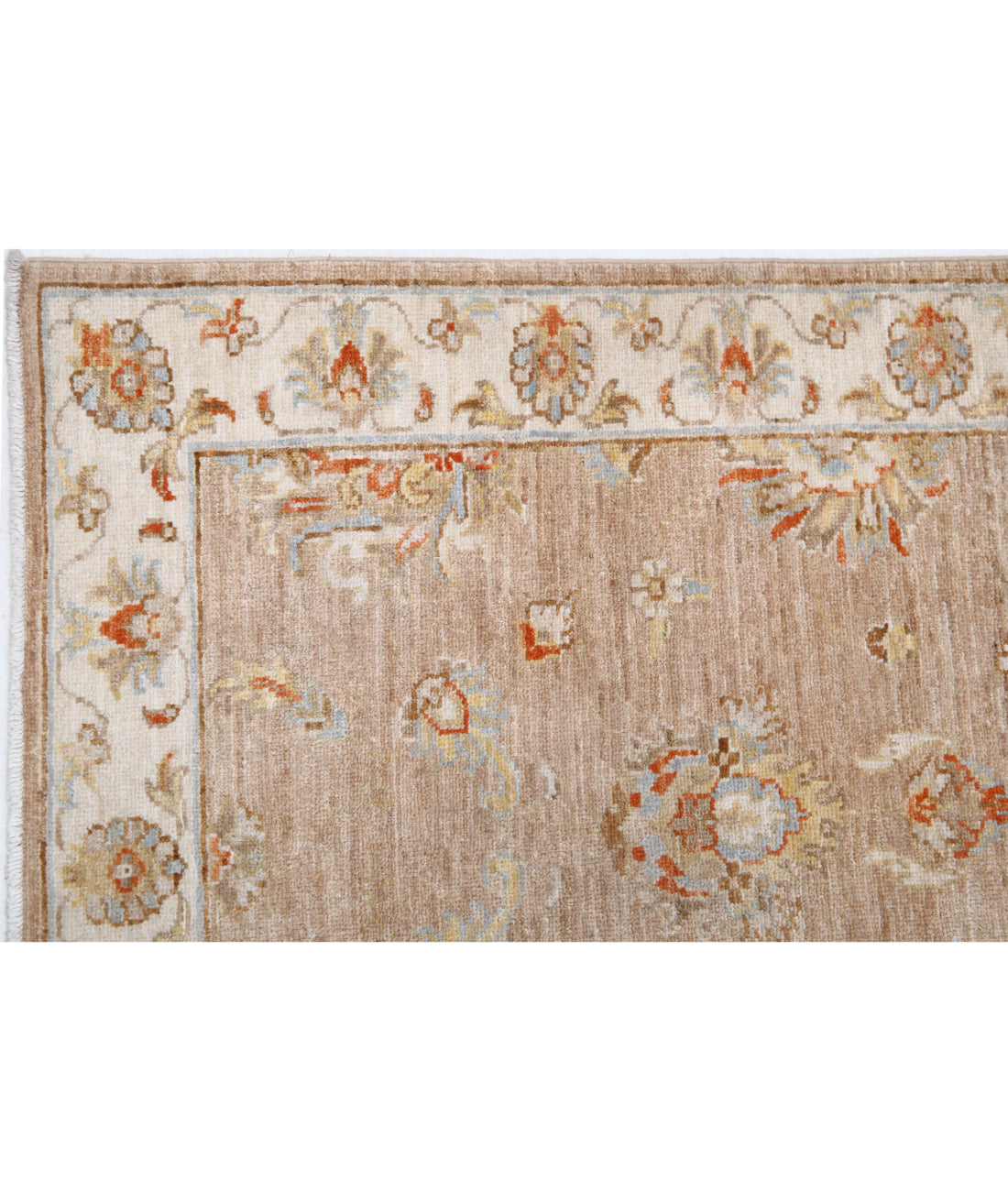 Ziegler 2'6'' X 7'10'' Hand-Knotted Wool Rug 2'6'' x 7'10'' (75 X 235) / Brown / Ivory