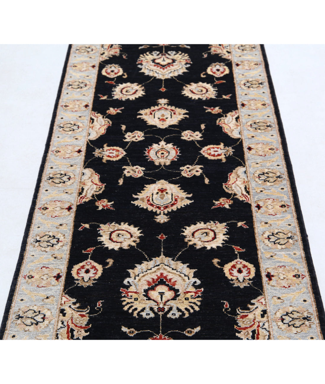 Ziegler 2'7'' X 8'0'' Hand-Knotted Wool Rug 2'7'' x 8'0'' (78 X 240) / Black / Grey