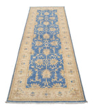 Ziegler 2'8'' X 8'0'' Hand-Knotted Wool Rug 2'8'' x 8'0'' (80 X 240) / Blue / Ivory