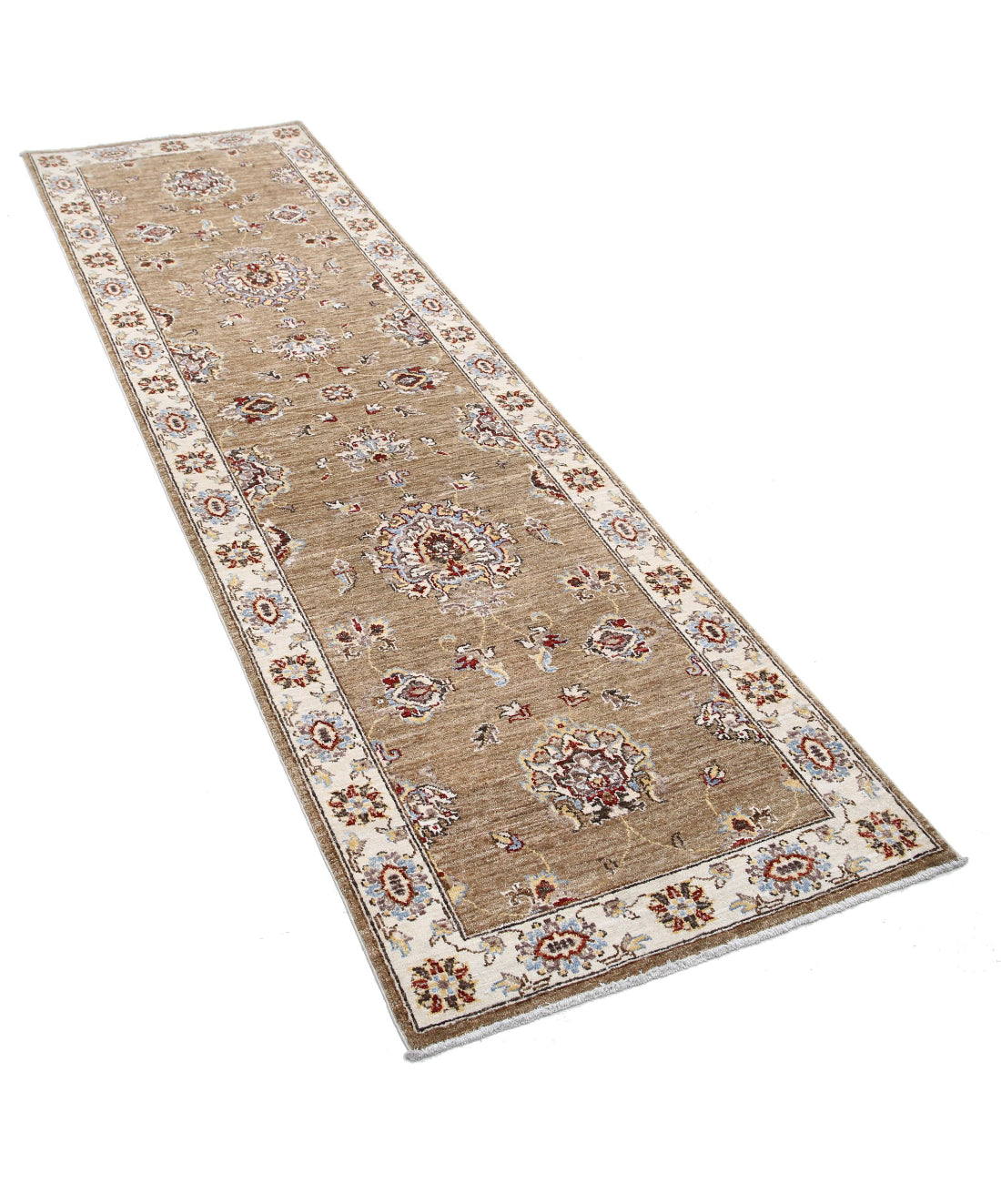 Ziegler 2'6'' X 8'8'' Hand-Knotted Wool Rug 2'6'' x 8'8'' (75 X 260) / Brown / Ivory