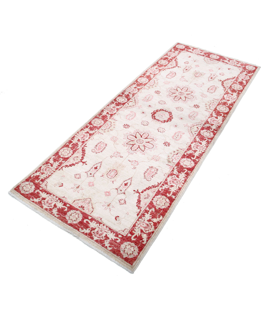 Ziegler 2'7'' X 6'8'' Hand-Knotted Wool Rug 2'7'' x 6'8'' (78 X 200) / Ivory / Red