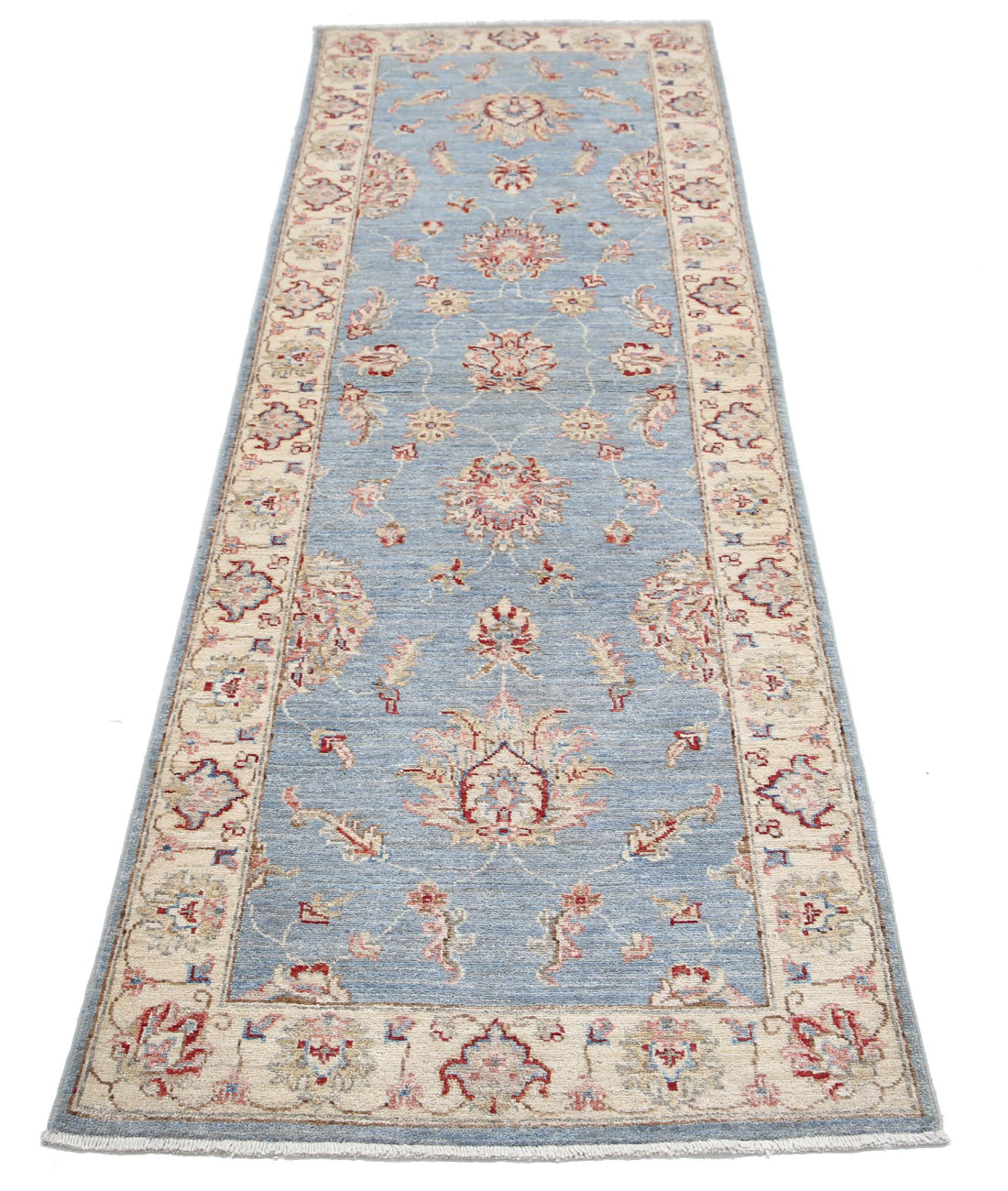 Ziegler 2'5'' X 7'5'' Hand-Knotted Wool Rug 2'5'' x 7'5'' (73 X 223) / Blue / Ivory