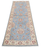 Ziegler 2'5'' X 7'5'' Hand-Knotted Wool Rug 2'5'' x 7'5'' (73 X 223) / Blue / Ivory