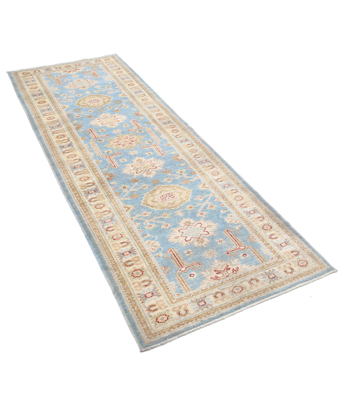 Ziegler 2'9'' X 7'7'' Hand-Knotted Wool Rug 2'9'' x 7'7'' (83 X 228) / Blue / Ivory