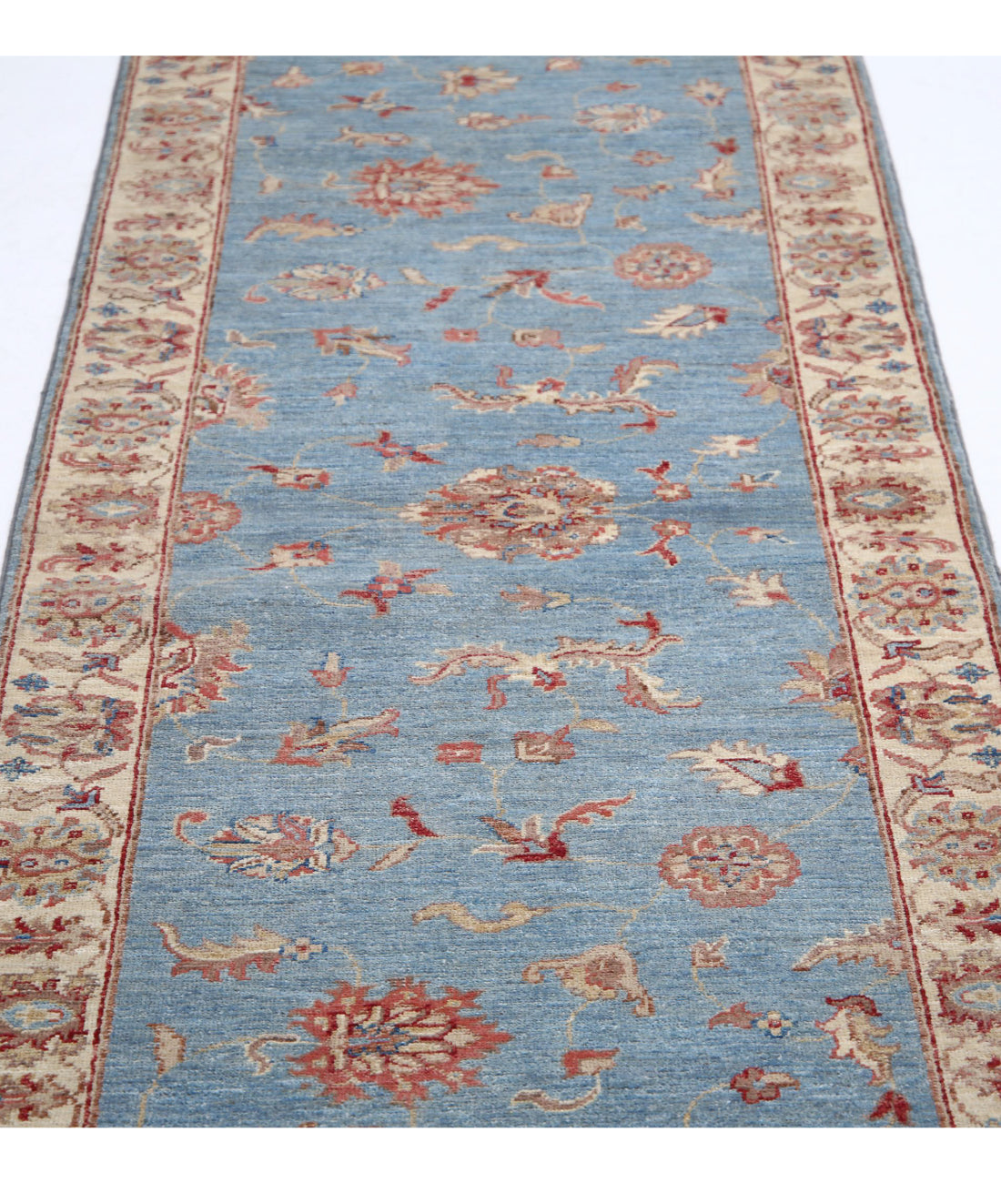 Ziegler 2'6'' X 9'10'' Hand-Knotted Wool Rug 2'6'' x 9'10'' (75 X 295) / Blue / Ivory