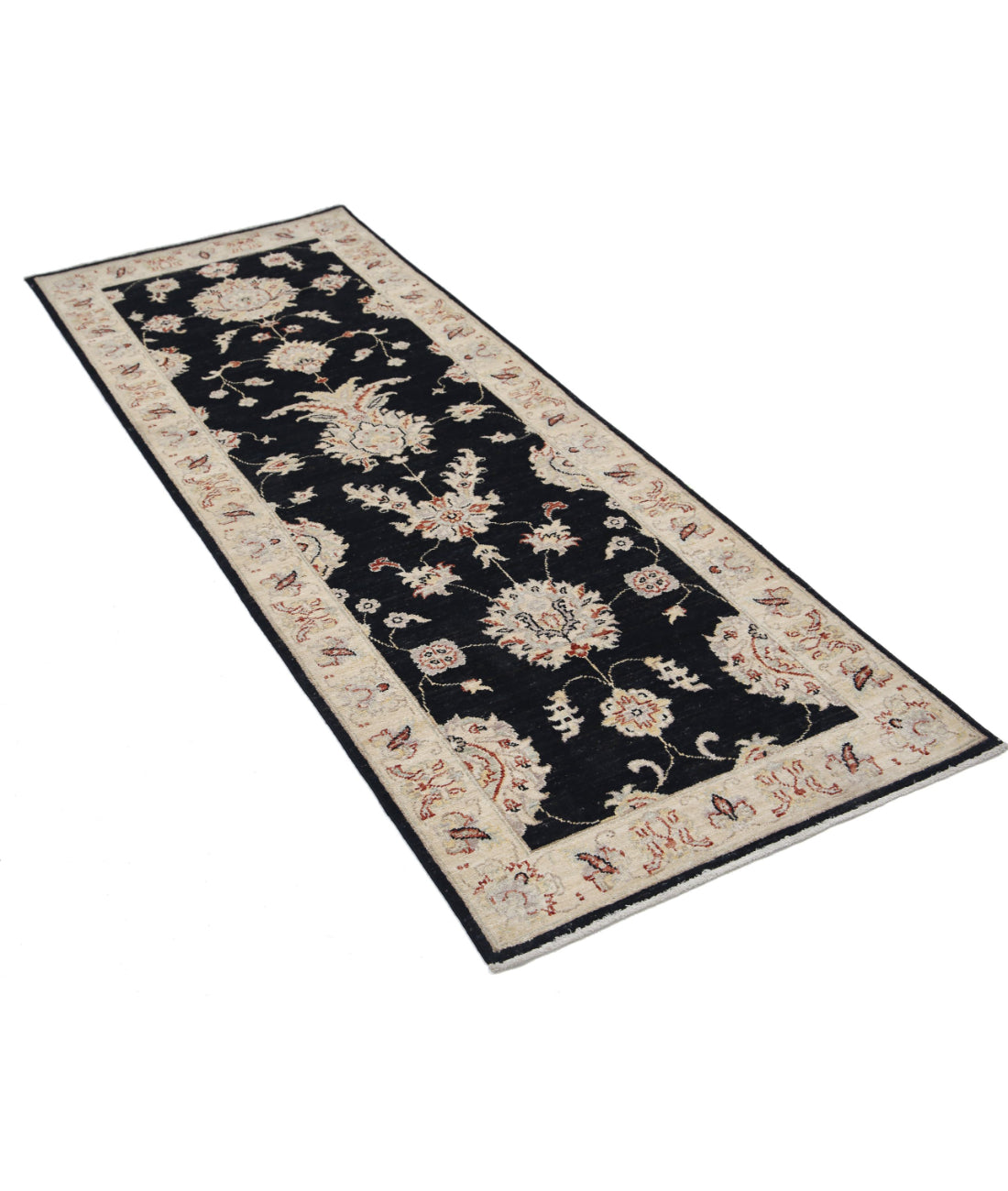 Ziegler 2'6'' X 6'9'' Hand-Knotted Wool Rug 2'6'' x 6'9'' (75 X 203) / Black / Ivory