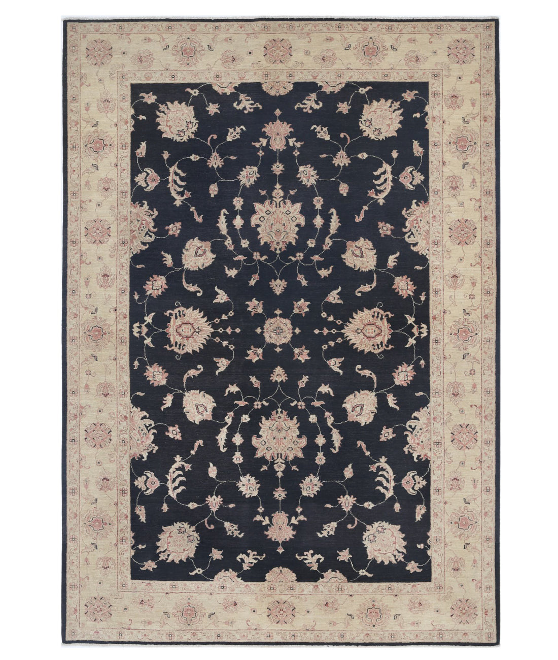 Ziegler 6'8'' X 9'4'' Hand-Knotted Wool Rug 6'8'' x 9'4'' (200 X 280) / Black / Ivory