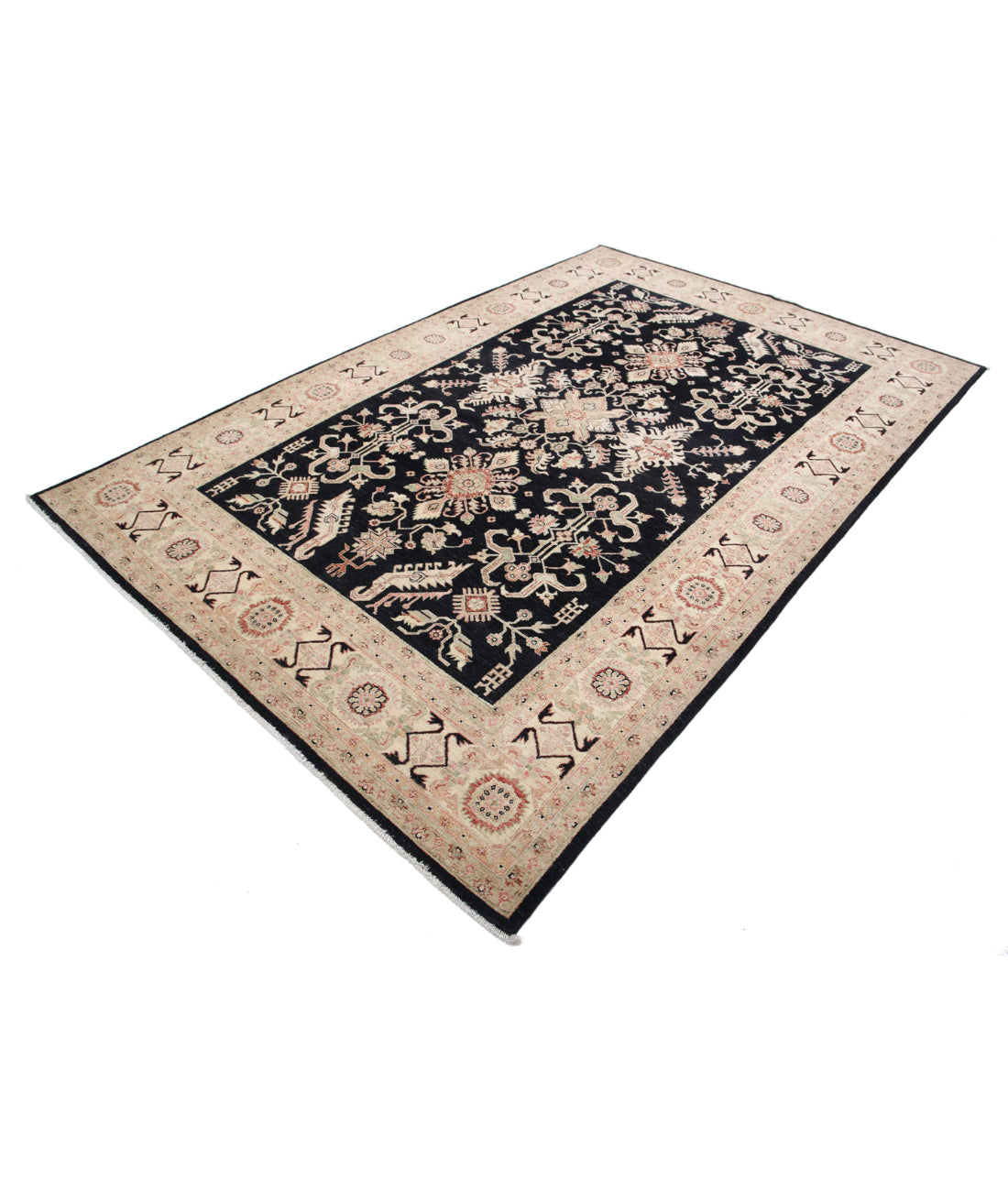 Ziegler 6'7'' X 9'9'' Hand-Knotted Wool Rug 6'7'' x 9'9'' (198 X 293) / Black / Ivory