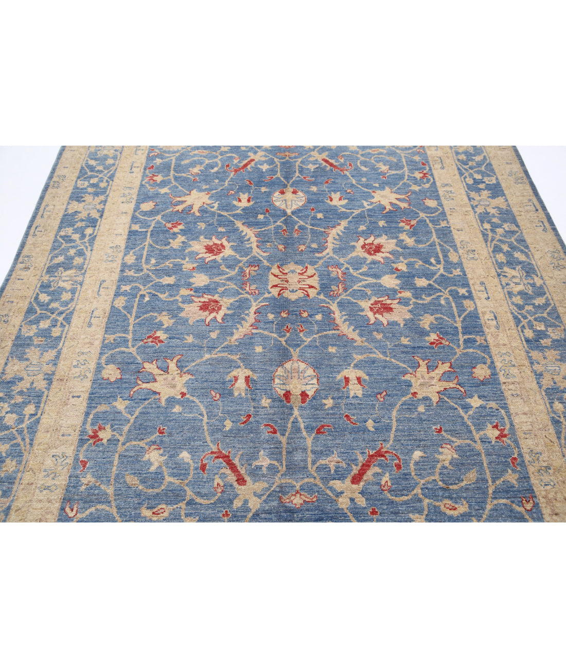 Ziegler 6'3'' X 9'6'' Hand-Knotted Wool Rug 6'3'' x 9'6'' (188 X 285) / Blue / Blue