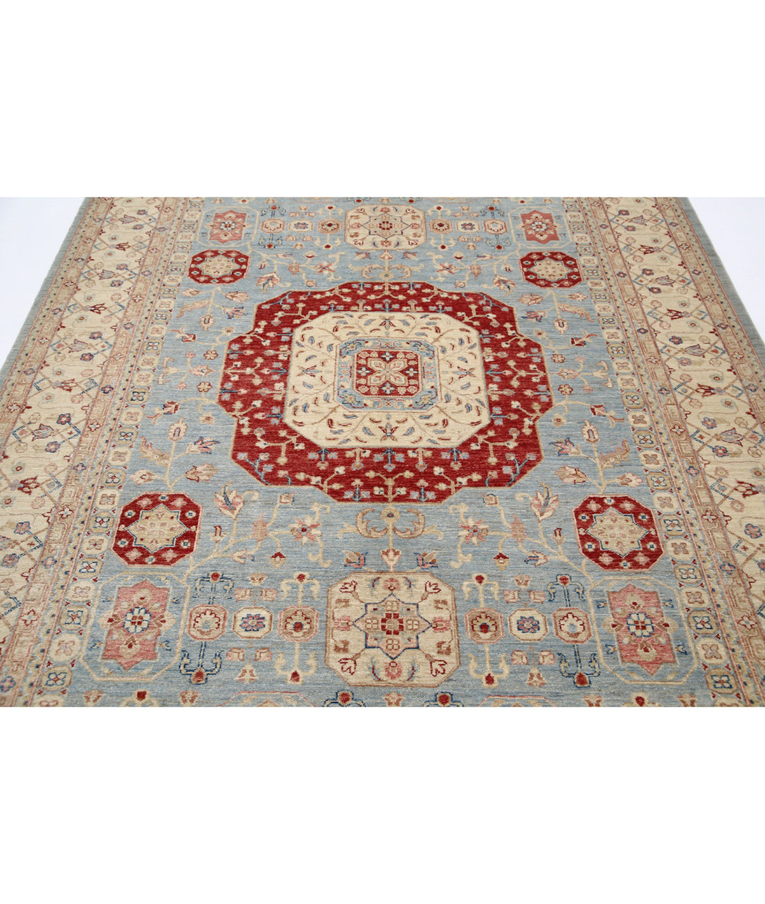 Ziegler 6'8'' X 9'7'' Hand-Knotted Wool Rug 6'8'' x 9'7'' (200 X 288) / Blue / Ivory