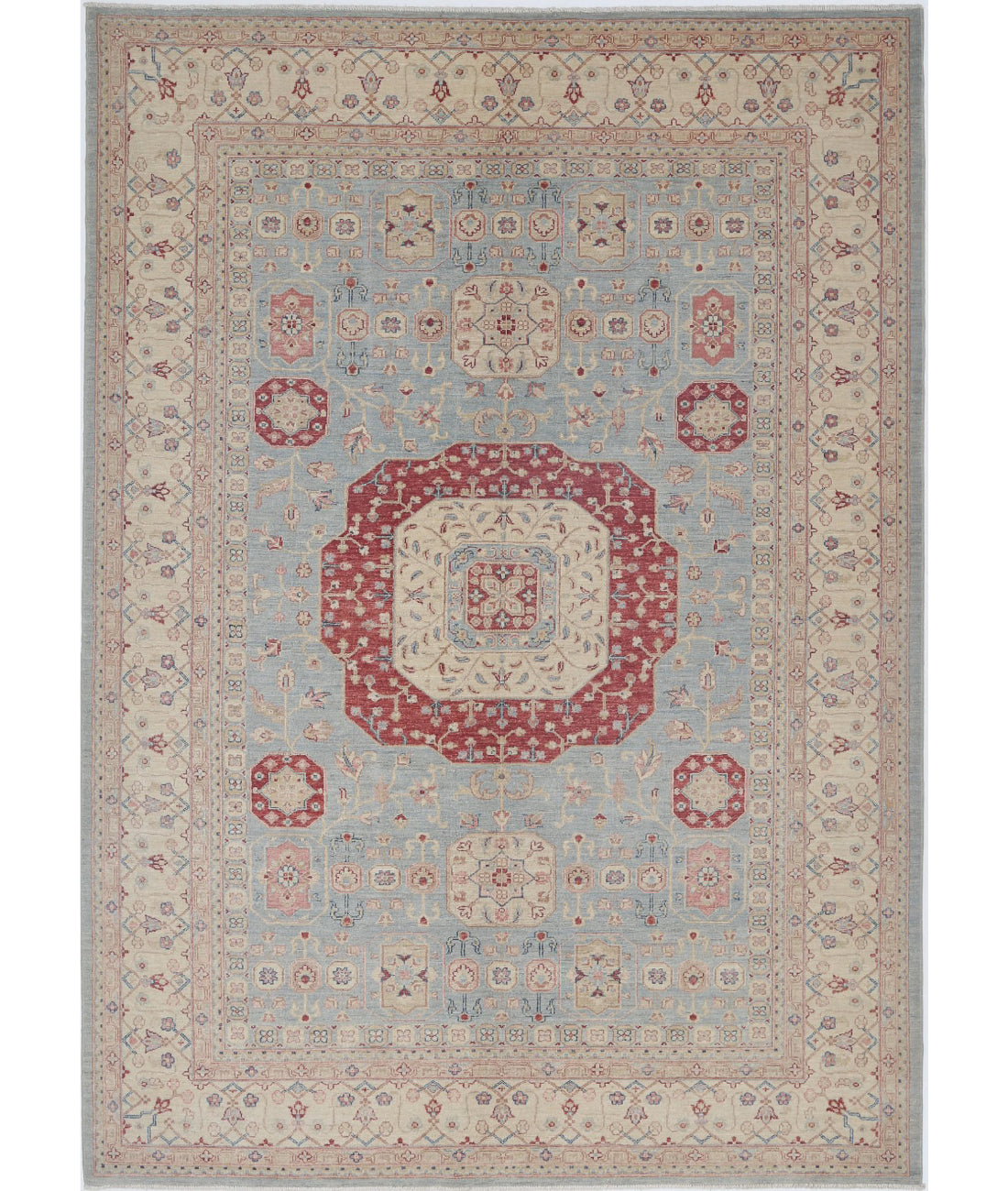 Ziegler 6'8'' X 9'7'' Hand-Knotted Wool Rug 6'8'' x 9'7'' (200 X 288) / Blue / Ivory