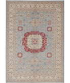 Ziegler 6'8'' X 9'7'' Hand-Knotted Wool Rug 6'8'' x 9'7'' (200 X 288) / Blue / Ivory