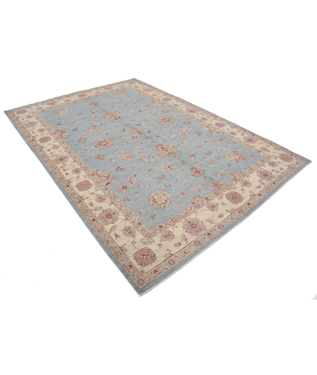 Ziegler 6'9'' X 9'8'' Hand-Knotted Wool Rug 6'9'' x 9'8'' (203 X 290) / Blue / Ivory