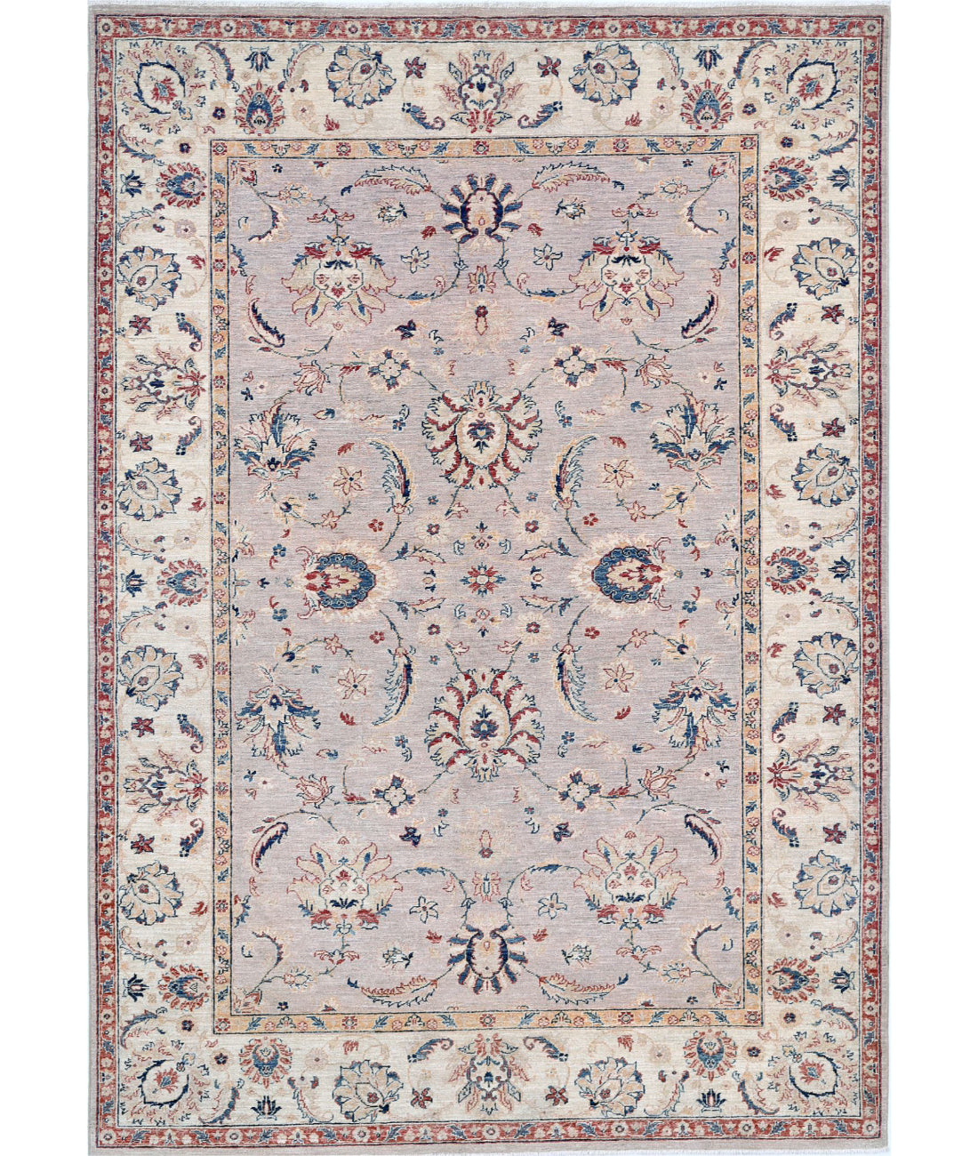 Ziegler 6'6'' X 9'4'' Hand-Knotted Wool Rug 6'6'' x 9'4'' (195 X 280) / Grey / Ivory