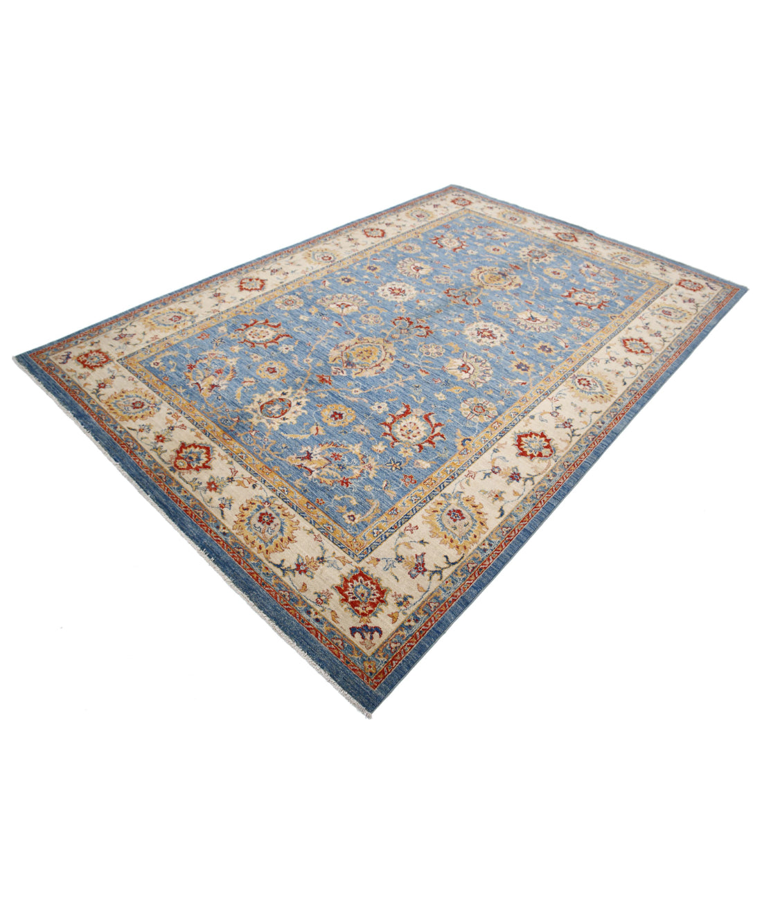 Ziegler 6'8'' X 9'8'' Hand-Knotted Wool Rug 6'8'' x 9'8'' (200 X 290) / Blue / Ivory