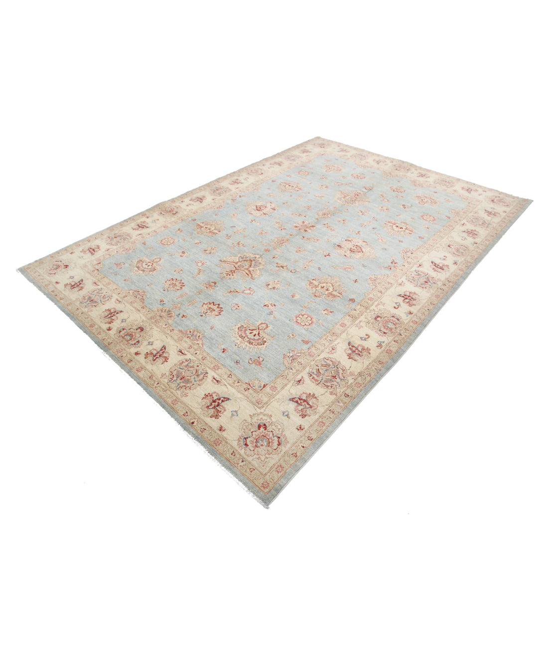 Ziegler 6'9'' X 9'8'' Hand-Knotted Wool Rug 6'9'' x 9'8'' (203 X 290) / Blue / Ivory