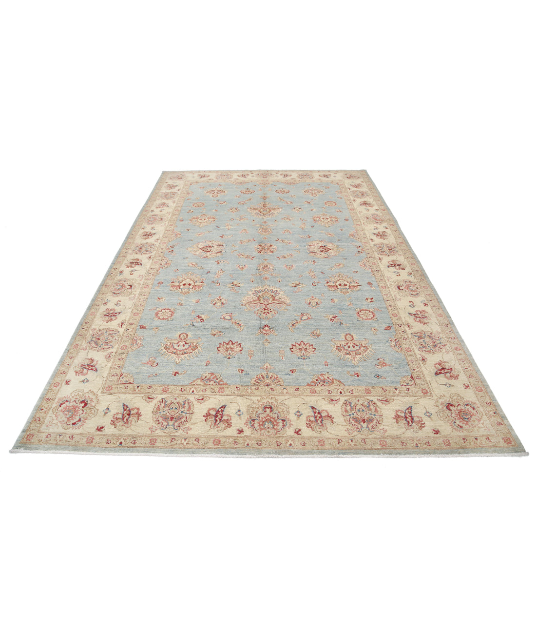 Ziegler 6'9'' X 9'8'' Hand-Knotted Wool Rug 6'9'' x 9'8'' (203 X 290) / Blue / Ivory