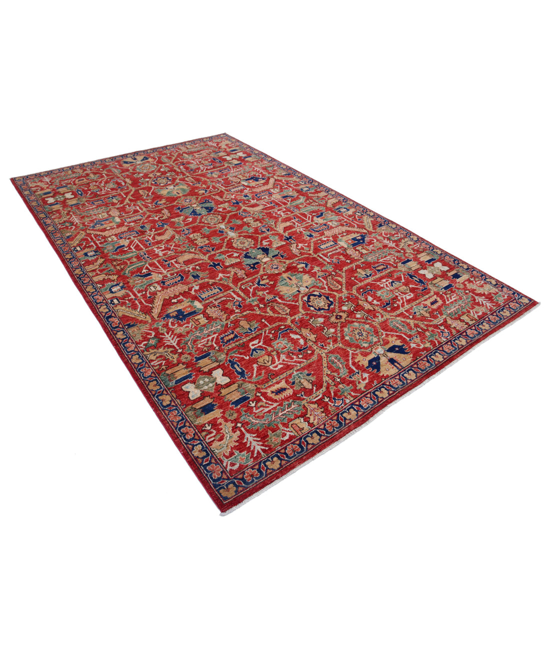 Ziegler 6'1'' X 9'7'' Hand-Knotted Wool Rug 6'1'' x 9'7'' (183 X 288) / Red / Red