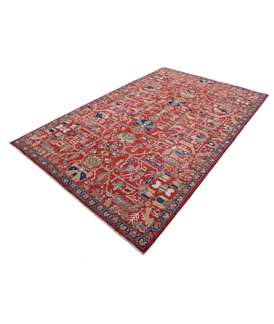 Ziegler 6'1'' X 9'7'' Hand-Knotted Wool Rug 6'1'' x 9'7'' (183 X 288) / Red / Red