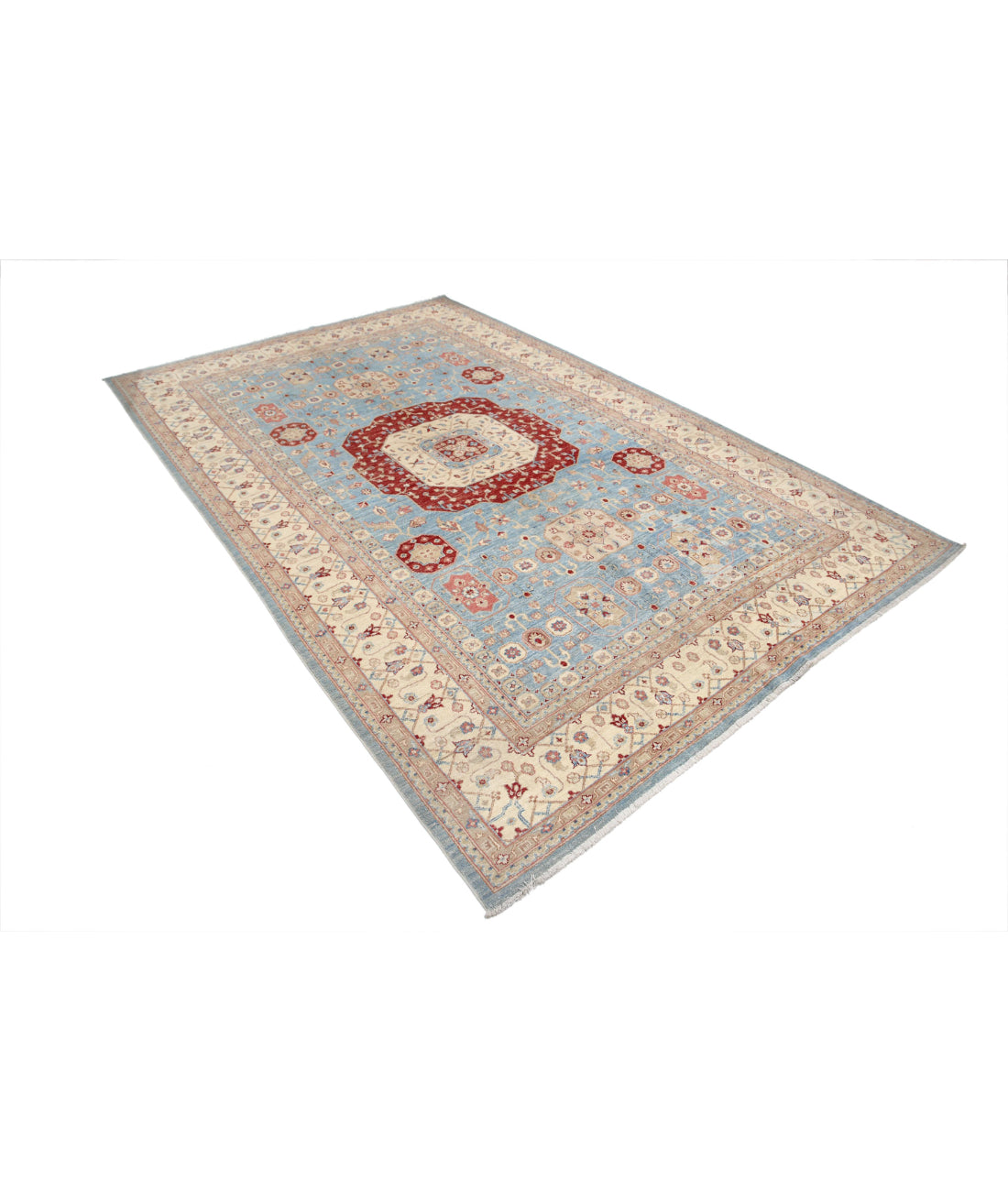 Ziegler 6'6'' X 10'0'' Hand-Knotted Wool Rug 6'6'' x 10'0'' (195 X 300) / Blue / Ivory