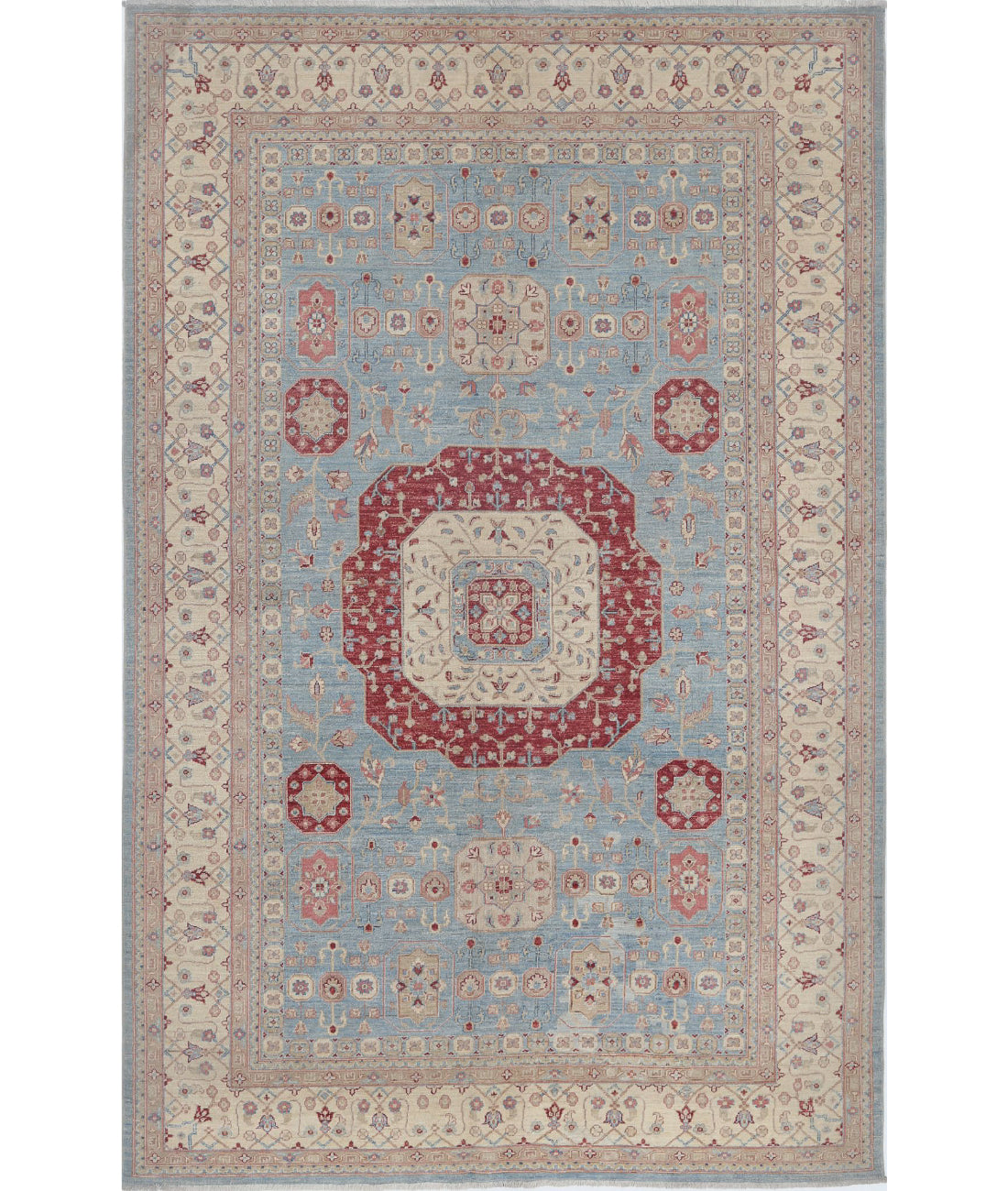 Ziegler 6'6'' X 10'0'' Hand-Knotted Wool Rug 6'6'' x 10'0'' (195 X 300) / Blue / Ivory