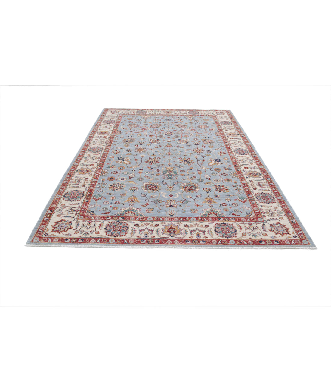 Ziegler 6'9'' X 9'8'' Hand-Knotted Wool Rug 6'9'' x 9'8'' (203 X 290) / Blue / Ivory