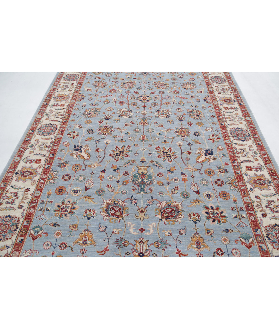 Ziegler 6'9'' X 9'8'' Hand-Knotted Wool Rug 6'9'' x 9'8'' (203 X 290) / Blue / Ivory