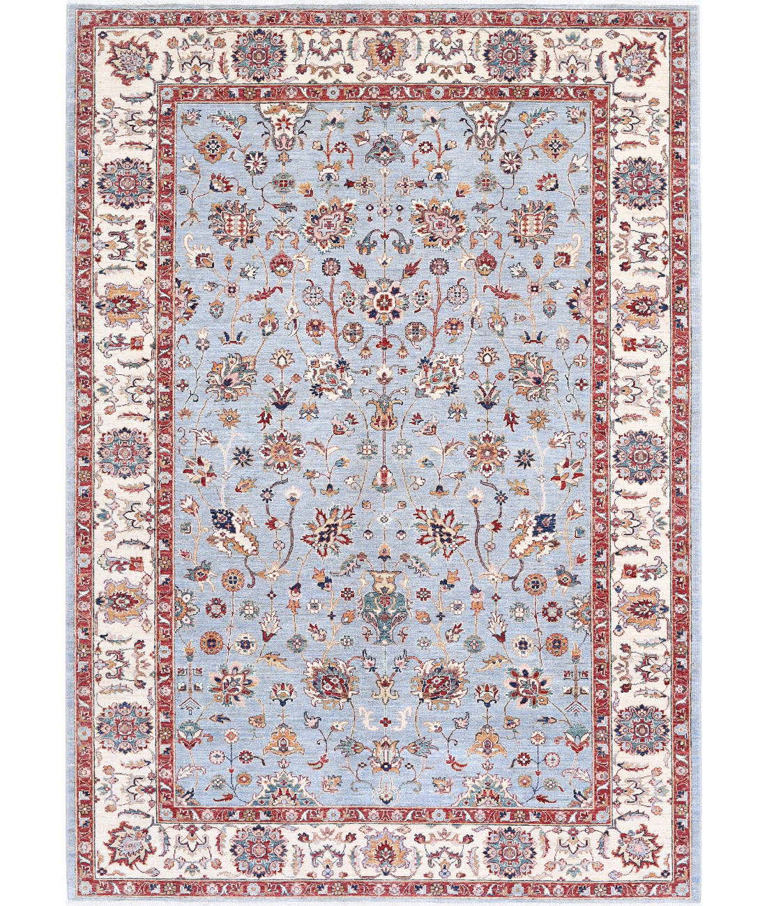 Ziegler 6'9'' X 9'8'' Hand-Knotted Wool Rug 6'9'' x 9'8'' (203 X 290) / Blue / Ivory