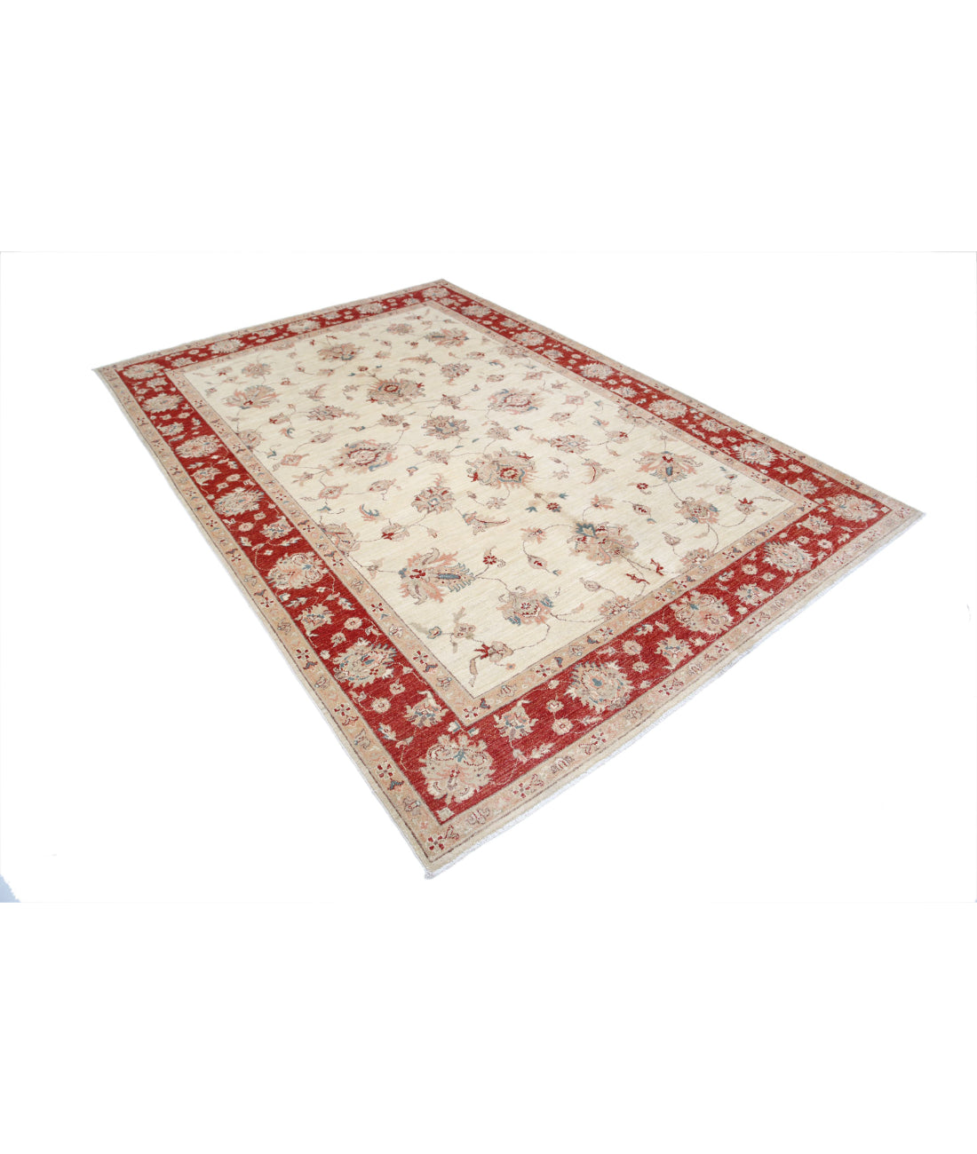 Ziegler 6'6'' X 9'5'' Hand-Knotted Wool Rug 6'6'' x 9'5'' (195 X 283) / Ivory / Red