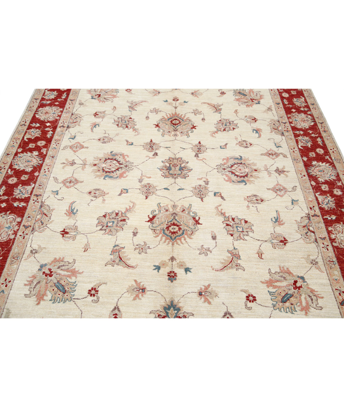 Ziegler 6'6'' X 9'5'' Hand-Knotted Wool Rug 6'6'' x 9'5'' (195 X 283) / Ivory / Red