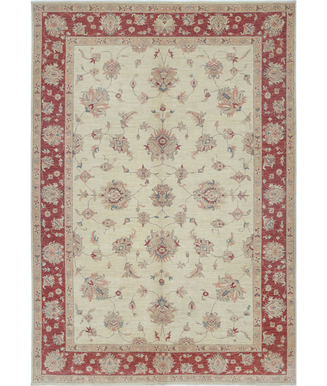 Ziegler 6'6'' X 9'5'' Hand-Knotted Wool Rug 6'6'' x 9'5'' (195 X 283) / Ivory / Red