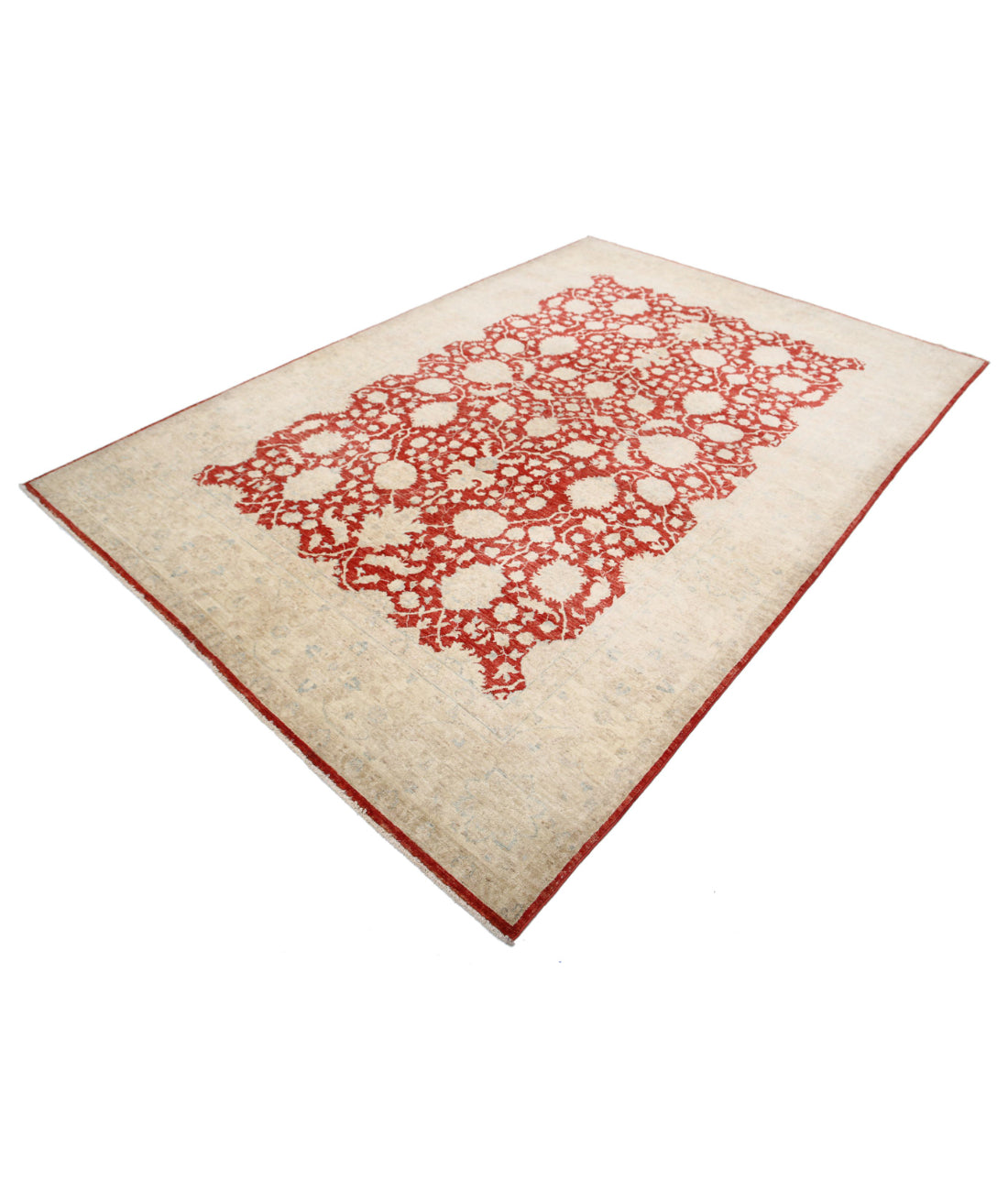 Ziegler 6'8'' X 9'7'' Hand-Knotted Wool Rug 6'8'' x 9'7'' (200 X 288) / Red / Ivory