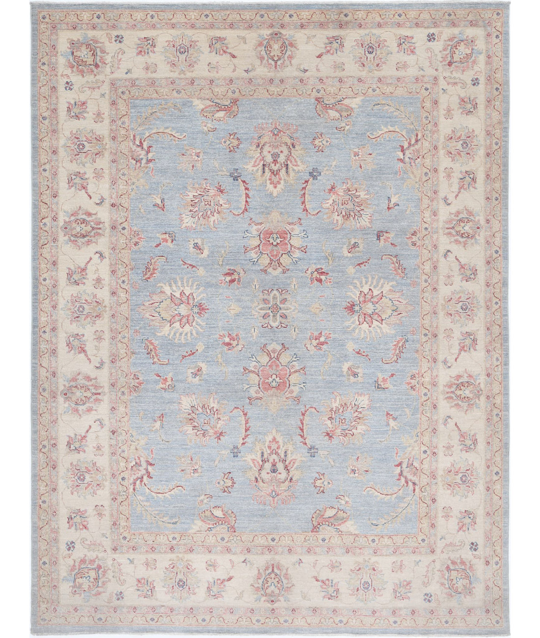 Ziegler 6'4'' X 8'5'' Hand-Knotted Wool Rug 6'4'' x 8'5'' (190 X 253) / Blue / Ivory