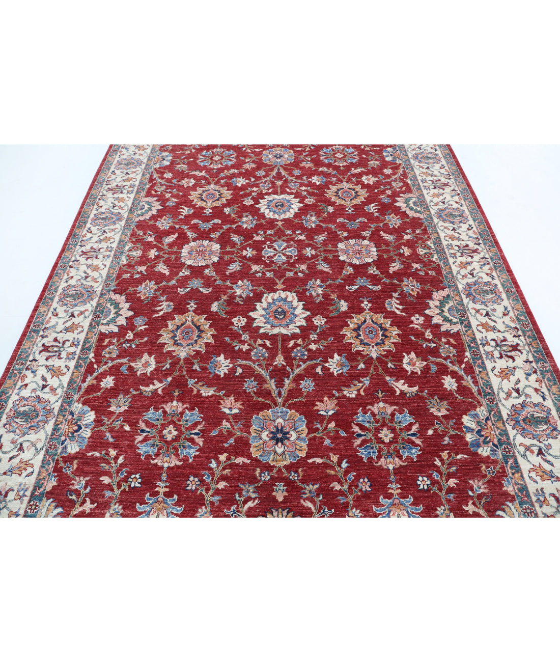 Ziegler 6'7'' X 9'8'' Hand-Knotted Wool Rug 6'7'' x 9'8'' (198 X 290) / Red / Ivory